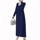 マタニティ ワンピース 産前 産後 対応 妊婦服 授乳服 春 夏 ワンピース 無地 コットン オシャレ ゆったり 授乳口付き マタニティ ネイビー (L, ネイビー)