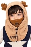 ZKKK 子供帽子　フドースカーフ一体 ベビー　セット　男の子　女の子　動物刺繍　防寒保温　耳保護　キッズ秋冬用 ハット 小学生 男女兼用　お出かけ　アウタドアウェア