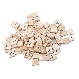 WEISUO 100個のウッドスクラブルタイル-クラフト用スクラブルレターボードゲームレタータイルDIYウッドギフトデコレーション