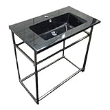 洗面台 洗面化粧台 「人工大理石製洗面ボウル＋ステンレス台＋プッシュアップ式排水栓」の３点セット ブラック 幅80cm INK-04130046Hset