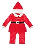 ガールズ 冬用 サンタカバーオール プレゼント イベント 出産祝い クリスマス ベビー服 レッド#1 90CM