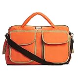 7 A.M. ENFANT Voyage Diaper Bag, Neon Orange/Beige, Small by 7A.M. Enfant