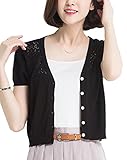 Heaven Days（ヘブンデイズ） カーディガン ニット ショート丈 レース 透け 薄手 シンプル 半袖 レディース 1708G0020