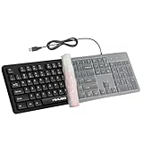 MIKUSO 静音 有線 コンピューター キーボード カバー付き 快適な手触り レーザー刻印文字 12個のマルチメディアキー USBインターフェース ノートパソコンに最適 フルサイズ 104キーボード プラグアンドプレイ オフィス用