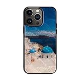 ikins iPhone 14 Pro Max ケース 天然貝ケース [ Pearl 光沢 表面コーティング加工 TPUとポリカーボネートのハイブリッド 着脱しやすい ストラップホール付き ワイヤレス充電 ] ギリシャ 名所シリーズ アップル アイフォン 背面カバー サントリーニ島 I23608i14PM 【国内正規品】