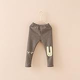 Candykids　レギンス コットン 綿　パンツ 子供 服　キッズ レギンス 子ども服 女の子 ストレッチ 伸縮性 ガールズ　可愛いリボン　裏起毛 (120cm, グレー)