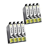 IC69 インク ブラック 黒 互換インクカートリッジ エプソン用 ICBK69×8 ICチップ付き 大容量タイプ 計8本 対応機種：PX-045A PX-046A PX-047A PX-105 PX-405A PX-435A PX-436A PX-437A PX-505F PX-535F