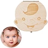 Baby Teeth Box WarmHut Pinewood Wood Memory Teeth Box for Kids Tooth Storage Box Souvenir Cute Gift 
