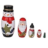 Yitengクリスマス用　マトリョーシカ　ロシア 伝統 木製 人形 家族 綺麗 雑貨 飾り 贈り物 手描き