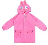 WSLCN　EVA　レインコート　雨具　防水　3-8歳　90-130センチ　超軽量 かわいい キッズ アニメ 撥水加工 レインウェア ポンチョ かっぱ 子供 男女兼用 収納袋付き 通学　ピンク