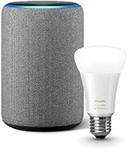 Echo Plus (エコープラス) 第2世代、ヘザーグレー+ Philips Hue ホワイトグラデーション シングルランプ