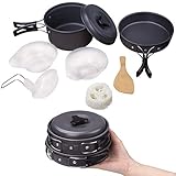 Reccy キャンプクッカー クッカー アウトドア ７点セット ステレンス製 小型 軽量 防災 登山用鍋 Bbq 食器 収納袋付き 1-2人に適応