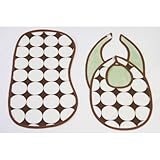 Bacati - Dots Green/chocolate Bibs and Burps Set by Bacati