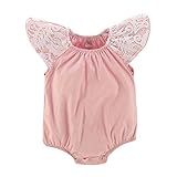 夏のかわいい赤ちゃんの女の子幼児ソリッドレース幼児服幸運な太陽ジャンプスーツロンパーコットンブレンド材料スーツ0~24ヶ月の赤ちゃん   (90, ピンク)