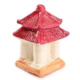 真新しい かわいい diy マイクロ風景パビリオン ハウス ミニチュア樹脂クラフト ミニ風景庭の装飾-紫色