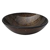 Yosemite Home Decor LUCY Fused Topmount Copper Round Glass Basin, Brown and Gold [並行輸入品]