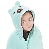 ベビー用　バスタオル　クローク　ブランケット　キッズ用　タオル　フード付き　カートン　動物　可愛い　多機能 (クマ)