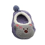 新生児赤ちゃん少年少女 漫画ソフトソールベビー靴 滑り止め 暖かい ファーストシューズ フロアソックス (1-3歳, グレーとパープル)