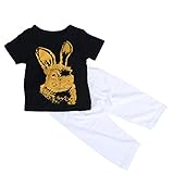 Bestjpshop カジュアル　2 点セット（上着＋パンツ）ウサギ柄　ベビー服　男の子　赤ちゃん服　幼児　子供服　女の子　丸首　半袖　春夏　キッズ服　ロンパース カバーオール