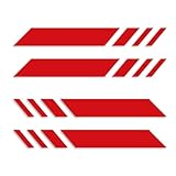 ForzaGroup ストライプ カッティングステッカー ライン 車 バイク ヘルメット 屋外耐候 左右2枚ずつ 4本セット (14cm×1.6cm レッド)