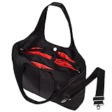 超軽量 2WAY 防水 A4 ショルダーバッグ トート ビジネスバッグ レディース メンズ 斜めがけ 通勤 通学 ポケット全11個 多機能 大容量 マザーズバッグ ナイロン (L, Black & R