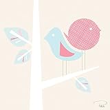 Oopsy Daisy Two Modern Birdies Canvas Wall Art, Pink/Neutral/Aqua, 10' x 10' [並行輸入品]