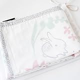 Wee Gallery(ウィーギャラリー)オーガニックコットンガーゼブランケットバニー柄　化粧箱入り　癒しバニーちゃん3層オーガニックガーゼブランケット,うさぎ柄ガーゼ毛布,ウサギ柄ブランケット,出産