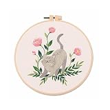 ししゅうキット 刺繡キット セット 初心者セット クロスステッチキット DIY刺繡工具 刺しゅう 手作り プレゼント 手芸キット 英語説明書付き かわいい ファッション きれい 黒猫 植物 (猫)
