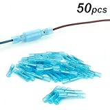 絶縁・防水・圧着用 圧着接続端子セット 絶縁端子 熱収縮チューブ 絶縁被覆つき 50本 3.85x0.7x0.6cm