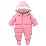 KINDOYO 新生児 子供たちダウンジャケットワンピース 冬 ラブリー ベビー カバーオール アニマル ロンパース 男女ユニセックス 寝間着 厚い シャム フード付き ボディスーツ , ピンク