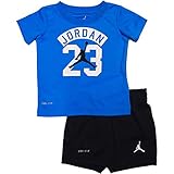 NIKE(ナイキ)エア・ジョーダン Air Jordan 水色JORDAN23ジャンプマンロゴ入り半袖シャツDri-FIT上下2点セット (24months（身長約85-90cm）) [並行輸入品]
