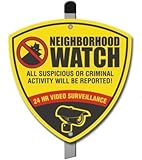Neighborhood Watch Reflective CCTV Surveillance Camera Warning Alarm Yard Sign. DON'T FALL VICTIM to