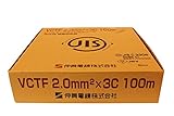 伸興電線 ビニルキャブタイヤ丸型コード VCTF 3芯 2SQ 灰 100m