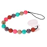 Anself おしゃぶり乳首ホルダー カラフル 食品グレード 赤ちゃんの咀嚼用 シリコーン ビーズ歯が生える チェーンクリップ BPAフリー