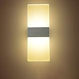 alotmモダンアクリル6 WモーションセンサーLEDウォールランプ器具装飾用ナイトライトベッドルーム、リビングルーム、廊下、Pathway、階段、ガーデン、バルコニー暖かいホワイト ブラック 432