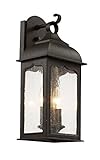 Transglobe Lighting 40231 ROB Outdoor Wall Light with Seeded Glass Shades, Rubbed Oil Bronze Finishe
