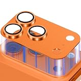 CeiLarv カメラカバー コンパチブル iPhone 17 Pro カメラフィルム アルミ合金一体製 カメラ保護 9H強化ガラス 全面保護 耐衝撃 高透過率 黒縁取り 露出オーバー防止【1枚】貼り付け簡単 カメラフィルム アイフォン17 Pro 対応 - オレンジ