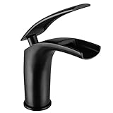 ILS - Black Copper Waterfall Faucet Bathroom Vanity Sink Basin Mixer Tap Single Handle Faucet