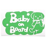 グリーン（緑） 犬 ラブラドール 骨 Baby on board ベビーオンボード ステッカー 窓ガラス用シールタイプ 車 戌 干支 動物