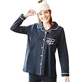 【小丸子の花轮クン】で 爽やか 着心地 マタニティ パジャマ 長袖 前開き 授乳口付 授乳服 オールシーズン ドレス 上下セット 100％绵 素材 産前産後 (L, ブルー)