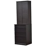 キッチン ダイニングボード キッチンボード リビングボード キャビネット 天然木 タモ ストライプ 幅60.5cm ダークブラウン DL-212DB