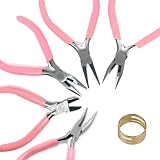 手芸用 やっとこ 5点 セット 丸ペンチ 平やっとこ ニッパー 女性用 ハンドメイド 指かン付き [並行輸入品]