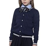 女の子カーディガン子供学校制服布カジュアル週末衣装長袖コットンニットサイズ5-14Y