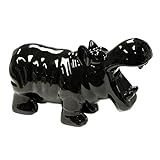 Benzara GleamingセラミックHippoコインバンク、ブラックホームアクセント