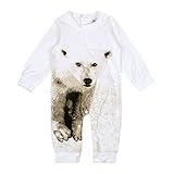 Ochine 新生児　幼児　ロンパース　男女兼用　シロクマプリント　コットンブレンド　かわいい子供服　ベビー服　0-2歳設定　長袖　カバーオール 出産祝い　4サイズ選べる　ホワイト (100、18-2