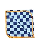 (マクソモーラ)Maxomorra オーガニックコットン ブランケット Squares 85×85cm ライトブルー×ブルー/オレンジ