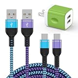 Viviber [2ポートUSB充電器*1個+USB Type-Cケーブル*2本] USB充電アダプター 急速充電器 タイプC充電器 AC USBコンセント アンドロイドスマホ充電器 ドコモ携帯充電器 Xperia充電器 Galaxy充電器ケーブル Type-C USBケーブル USB C USB 2.0 ケーブル USB-C充電ケーブル タイプCケーブル Andriodスマホケーブル 充電コード