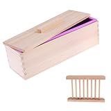 Perfk ソープロープ金型　シリコーン　DIY　トースト　木製の蓋　ケース　石鹸　トレイ　ホルダー　ボックス　セット - ピンク