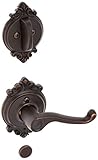 Schalge f94fla716brkrh Aged Bronze内部パックFlairレバー右利きダミー装飾Brookshireパックデッドボルトカバープレート、内側ローズby Schalgeロック