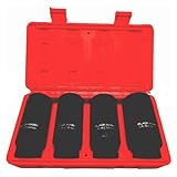 Simplyシルバー – 4枚1 / 2 " Dr Deepスピンドル車軸ナットソケットセット12ポイントメトリック30 mm 32 mm 34 mm 36 mm